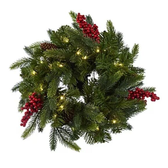 Bethlehem Lights Set of 2 14" Miniature Green Wreaths w/Microlights Clear NWT - Picture 1 of 5